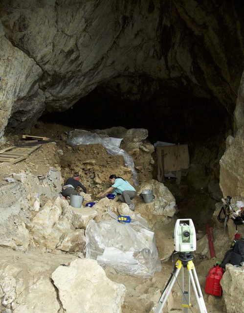 Excavations in Chagyrskaya cave. Credit: Sergey Zelensky