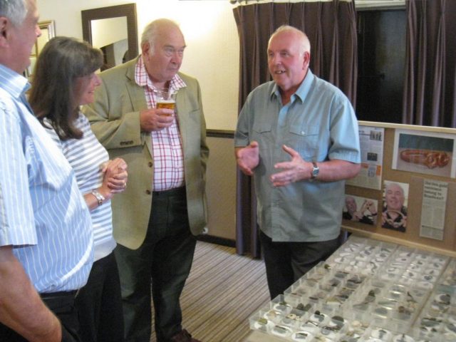 Maurice Richardson on the right showing his finds to the Rotary Club of Vale of Belvoir