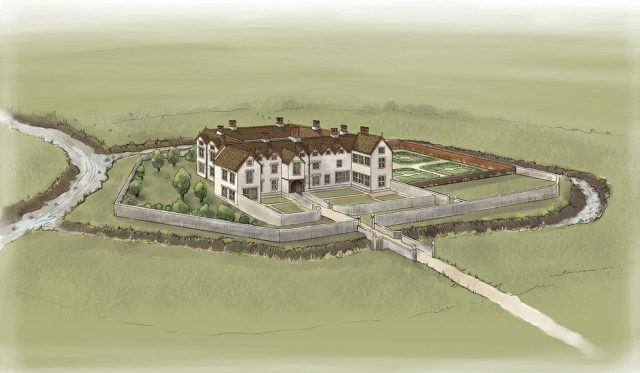 A reconstruction of the Elizabethan manor. Credit: Wessex Archaeology