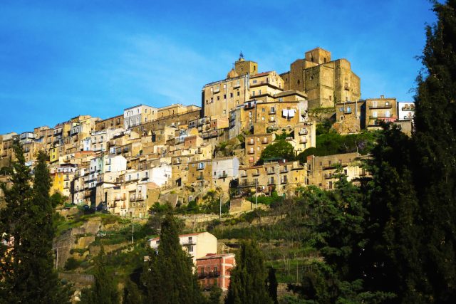Panoramic view of the beautiful hill town of troina, sicily, in enna province.  