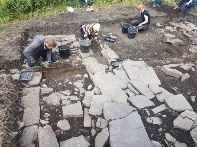 I bet some great nights happened here! Excavating viking drinking hall the hall. Credit: UHI Archaeology Institute
