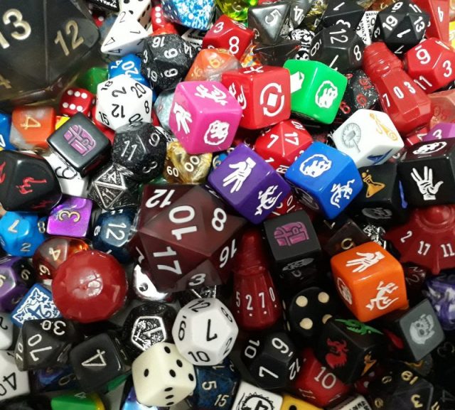 Gaming dice, used in Dungeons and Dragons and other games