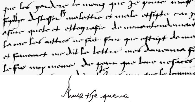 Anne Boleyn's handwriting and signature