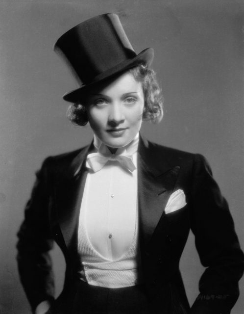 Dietrich in her debut role as Amy Jolly in the film Morocco.