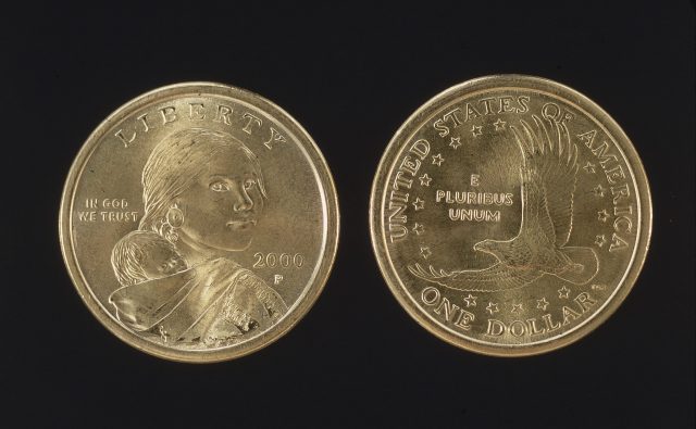 front and back of the Sacagawea dollar
