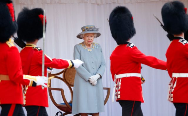 Queen Elizabeth II watching the Trooping the Colour