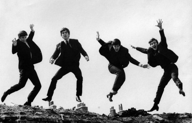The Beatles jumping on wall, Used on the Twist & Shout EP cover