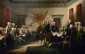 Presentation of the Declaration of Independence to Congress, painting by John Trumbull