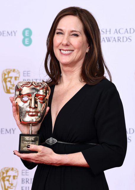 Kathleen Kennedy with the Fellowship Bafta Award in the Winners Room during the EE British Academy Film Awards 2020 at Royal Albert Hall on February 02, 2020 in London, England.