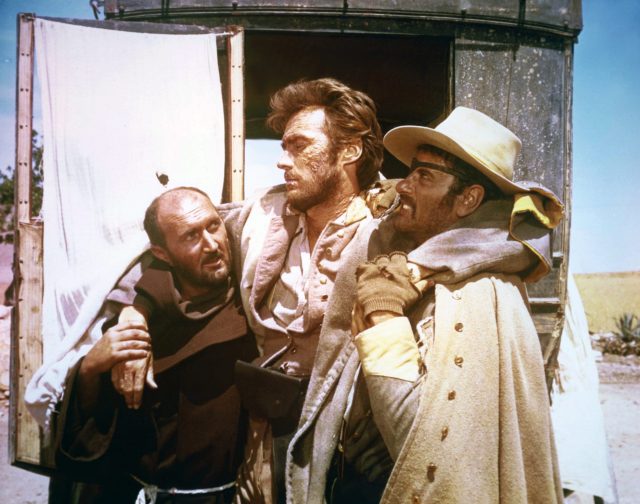 American actors Clint Eastwood and Eli Wallach on the set of The Good, The Bad and The Ugly