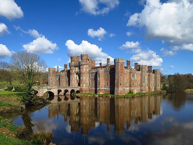 View of Herstmonceux Castle and its moat