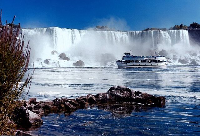 Tourists aboard the Maid of the Mist