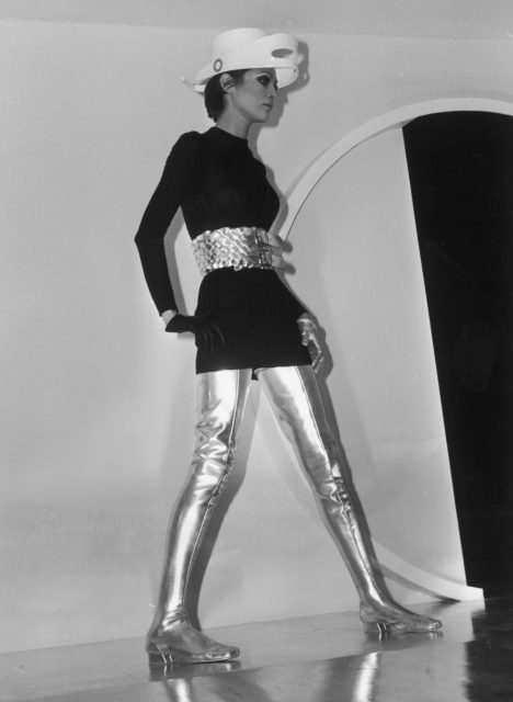 Model wearing Pierre Cardin outfit, 1968 