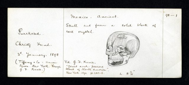 Receipt for the purchasing of a Crystal Skull from Tiffany & Co., to the British Museum, circa 1898. (Photo Credit: The Trustees of the British Museum)
