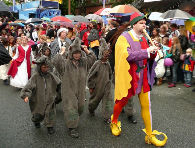 Reenactment of the pied Piper story, Hamelin, 2009.
