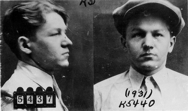 Mugshots of Baby Face Nelson - one facing to the side and the other looking forward