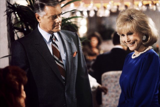 Barbara eden and larry hagman on the set of dallas