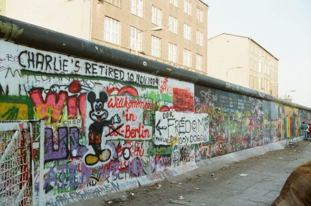 The Berlin Wall covered in graffiti