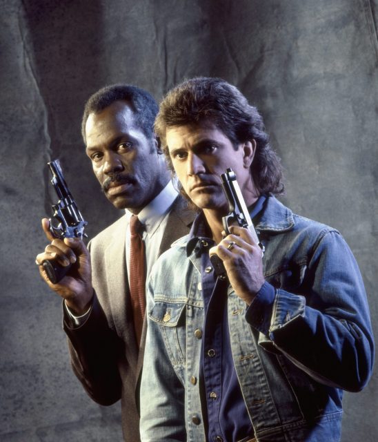 Danny Glover and Mel Gibson in publicity shot for Lethal Weapon.