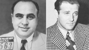 Mugshot of Al Capone + a portrait of Bugsy Siegel