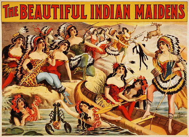 Promotional poster for The Beautiful Indian Maidens burlesque show