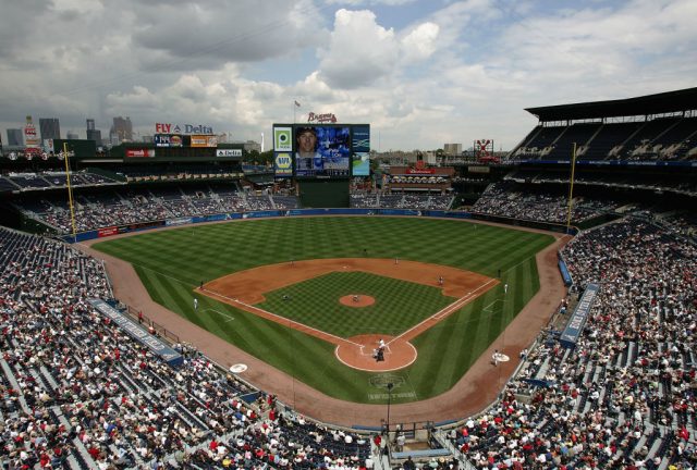 Overhead view of Turner Field with spectators in the stands