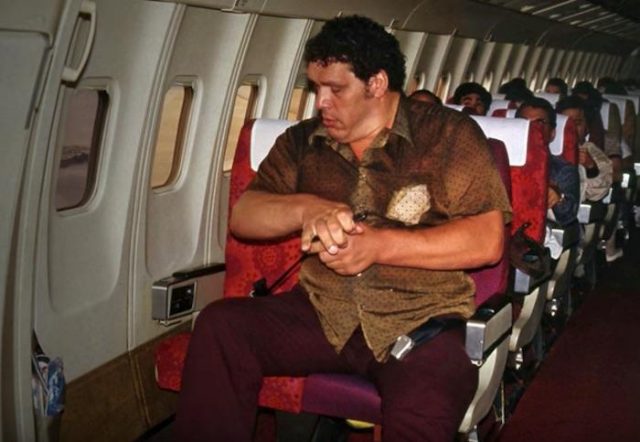 Andre the Giant on a plane 