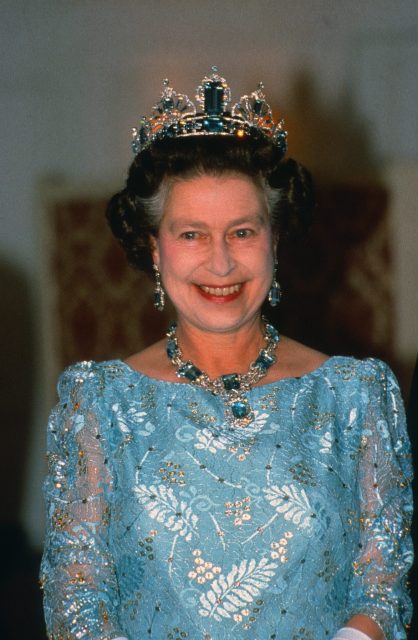 Queen Elizabeth in the Brazilian Aquamarine Tiara 