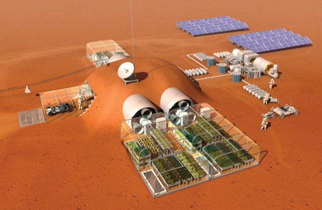Farming and solar equipment on Mars