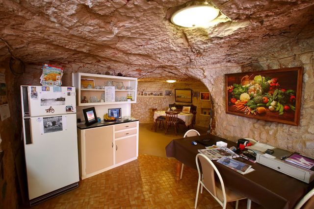 Kitchen in an underground dwelling in Coober Pedy