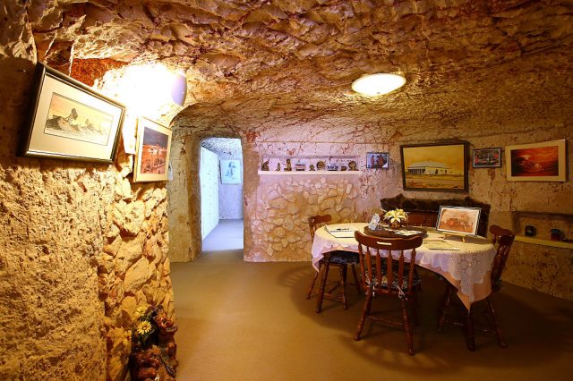 Dining room in an underground dwelling