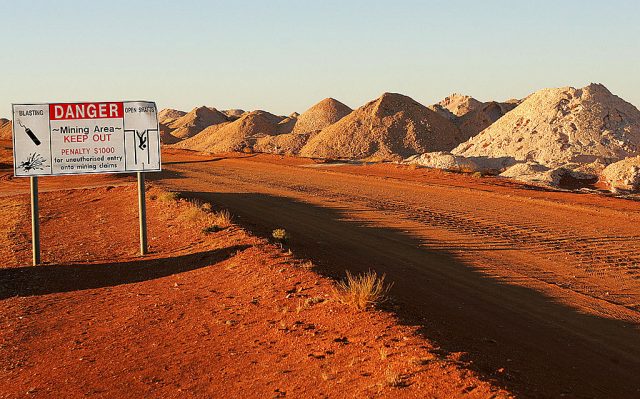 Warning sign along a desert road