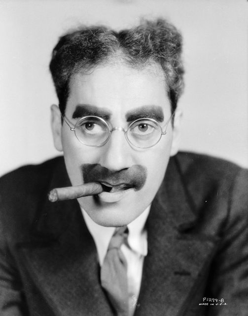 circa 1935: American actor Groucho Marx, with his trademark moustache and glasses. (Photo Credit: John Kobal Foundation/Getty Images)