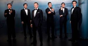 Wax figures of the actors who have played James Bond