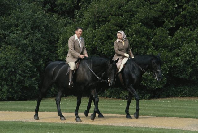 Ronald reagan and queen elizabeth ii riding horses