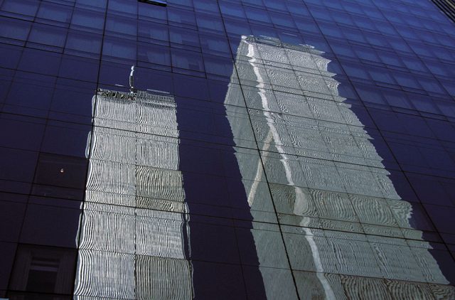 Reflection of the twin towers in another building