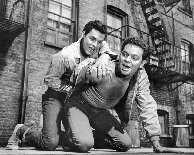 Actors Richard Beymer as Tony and Russ Tamblyn as Riff in the musical ‘West Side Story’, 1961. (Photo Credit: Silver Screen Collection/Getty Images)