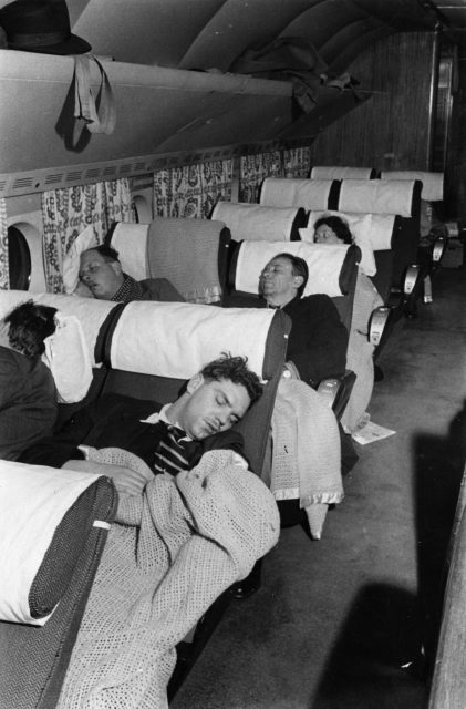 Passengers asleep in the air