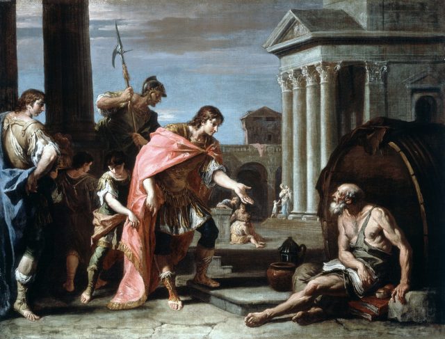 Painting depicting Alexander and Diogenes