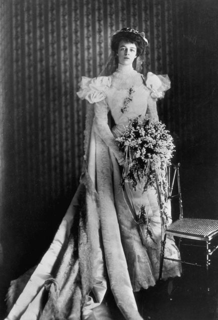 Eleanor Roosevelt in her wedding dress 