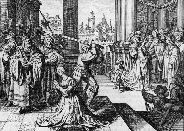 Anne Boleyn’s execution, May 15, 1536. Copper engraving. (Photo Credit: Bettmann / Contributor)