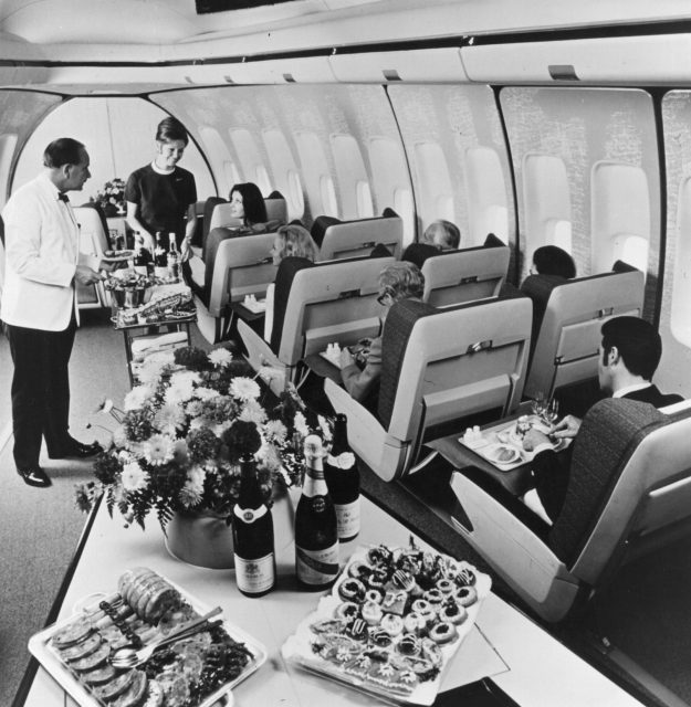 First class passengers on a Boeing 747 Jumbo Jet