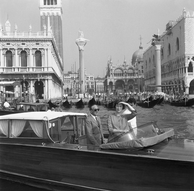 American actress betsy blair portrayed on a water taxi, st mark square in the background, venice, 1960. (photo credit: archivio cameraphoto epoche/getty images)