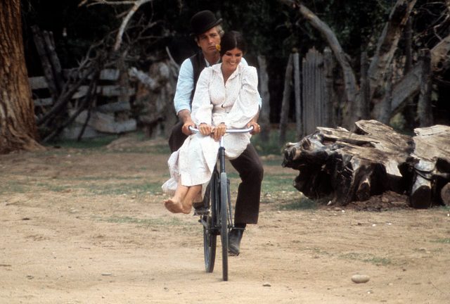 Paul newman and katharine ross double riding on a bicycle in a scene from the film ‘butch cassidy and the sundance kid’, 1969. (photo credit: 20th century-fox/getty images)