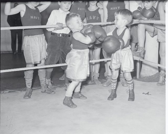 A right to the rompers. Gordon baird white (left), 3, and toddy carroll, 4, start swinging with right and left during a scrap at the u. S. Naval academy in annapolis, md. (photo credit: george rinhart/corbis via getty images)