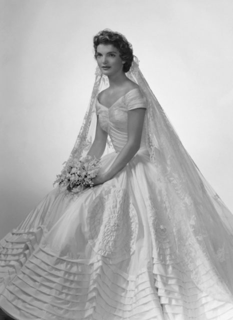 Jackie kennedy in her wedding dress