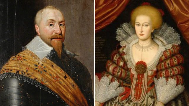 Portraits of king gustavus adolphus and queen maria eleonora