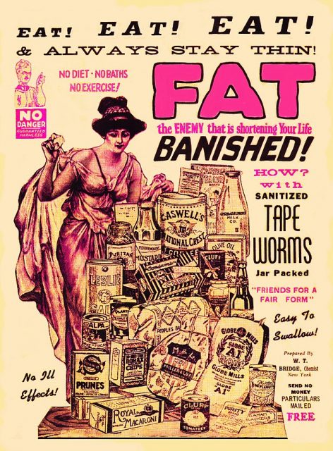 Advertisement for tapeworm weight loss supplements