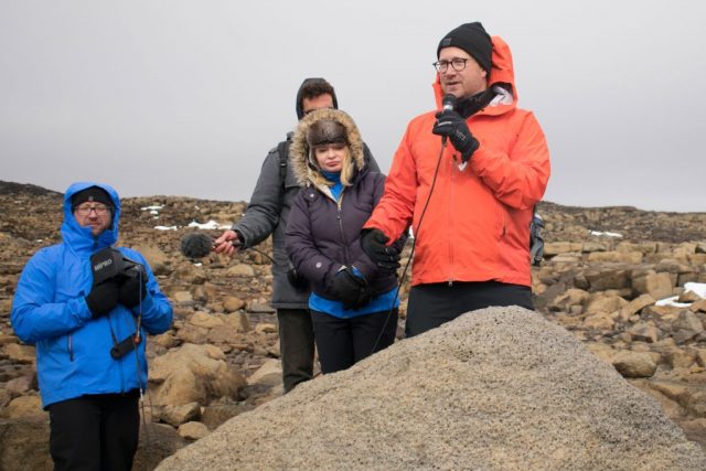Andri snaer magnason speaks at the unveiling of a monument at site of okjokull, iceland’s first glacier lost to climate change in the west of iceland on august 18, 2019. (photo credit: jeremie richard/afp via getty images)