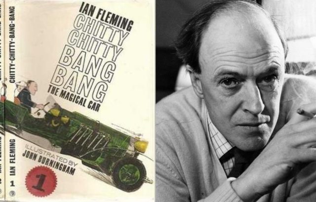 Chitty-Chitty-Bang-Bang: The Magical Car, left, and writer Roald Dahl, right. (Photo Credit: Abebooks.com, Fair use & Ronald Dumont/Daily Express/Getty Images)
